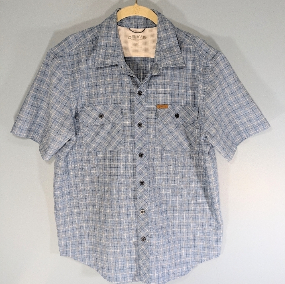 Orvis Blue Plaid Quick Dry Button Up Shirt